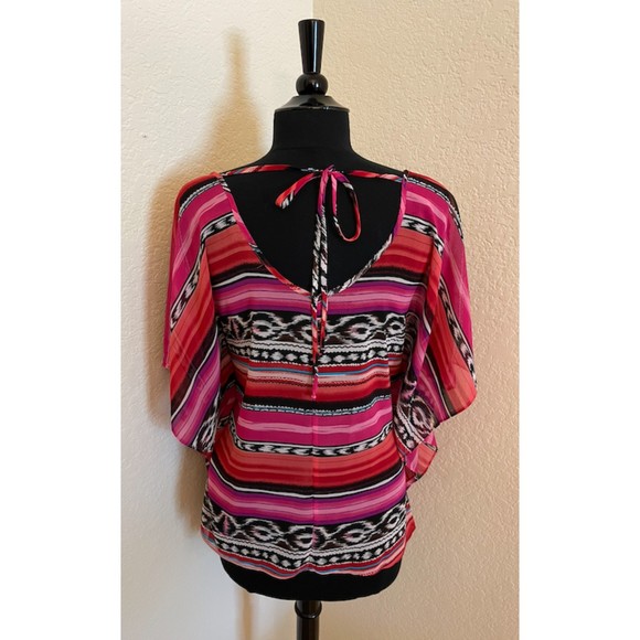Forever 21 Serape Southwest Print Sheer Top - Sz S - Picture 6 of 10
